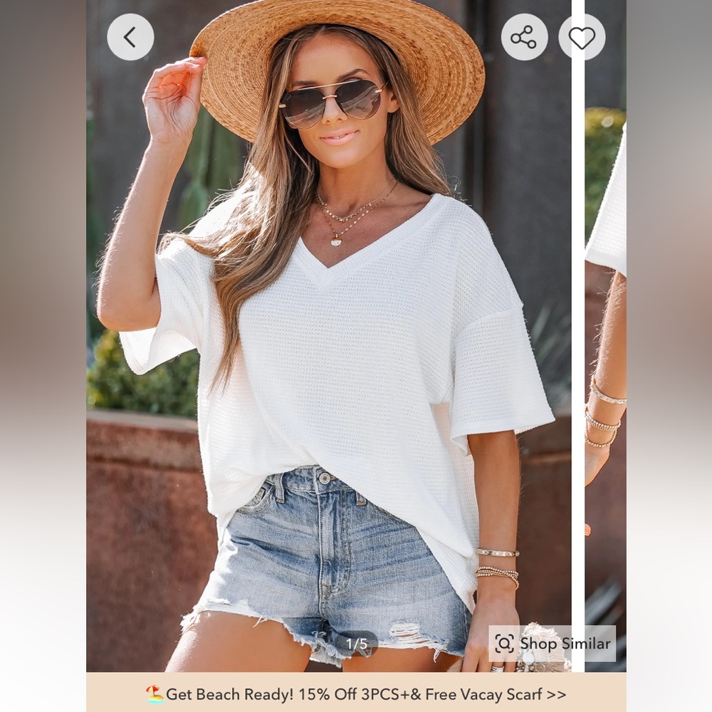 Almost new oversized white shirt sleeve top CupShe